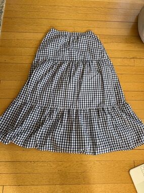 Abercrombie & Fitch Black and White Gingham Tiered Maxi Skirt